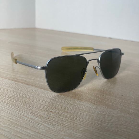 Vintage Randolph Engineering Aviator Sunglasses 5 1/2 Matte Chrome READ - Picture 1 of 15